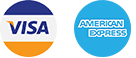 Visa and American Express credit card logos indicating accepted payment methods.
