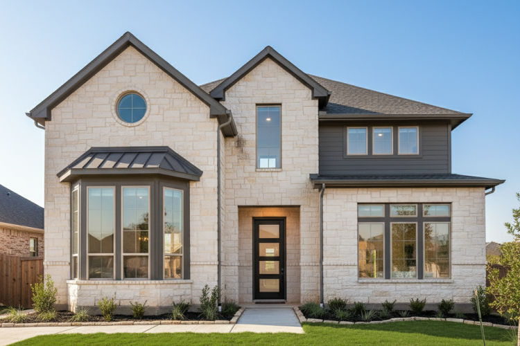 different window styles on a modern texan home