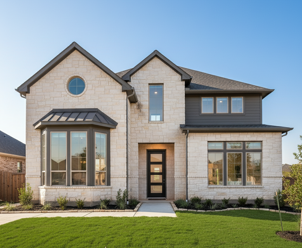 different window styles on a modern texan home