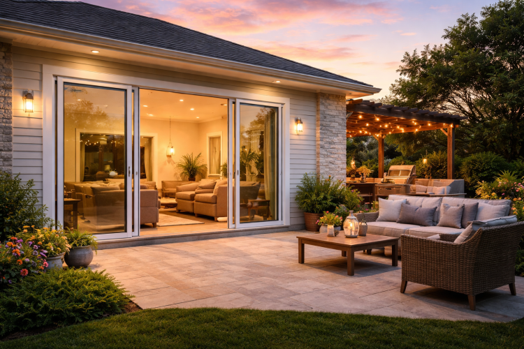 modern austin home with sliding patio doors